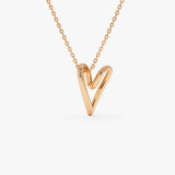 14K Gold Abstract Open Heart Pendant Necklace Ferkos Fine Jewelry