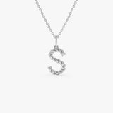 14K Rope Initial Pendant Necklace 14k White Gold Ferkos Fine Jewelry