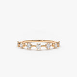 14K Rose Gold 7 Stone Round Diamond Wedding Ring