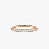 14K Rose Gold 11 Stone Petite Diamond Wedding Band