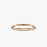 14K Rose Gold 3 Stone Minimalist Diamond Ring