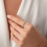 14K Gold Two Row Marquise & Round Diamond Ring Ferkos Fine Jewelry