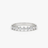 0.50 ctw 14k Nine Stone Prong Setting Lab Grown Round Diamond Ring - Rania 14K White Gold Ferkos Fine Jewelry