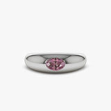 14k Flush Set Oval Pink Sapphire Dome Ring Ferkos Fine Jewelry