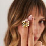 14k Flush Set Oval Pink Sapphire Dome Ring Ferkos Fine Jewelry