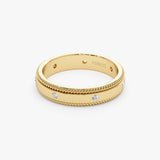 14k 4MM Flat Milgrain Edge Diamond Wedding Band Ferkos Fine Jewelry