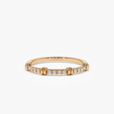 14k Unique Petite Diamond Stack Band 14K Rose Gold Ferkos Fine Jewelry