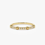 14k Unique Petite Diamond Stack Band 14K Gold Ferkos Fine Jewelry