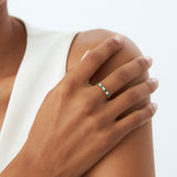 14k 7 Stone Basket Setting Diamond and Emerlad Wedding Ring Ferkos Fine Jewelry