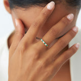 14k 7 Stone Basket Setting Diamond and Emerlad Wedding Ring Ferkos Fine Jewelry