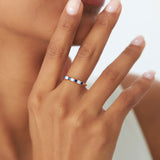 14k 7 Stone Basket Setting Diamond and Sapphire Wedding Ring Ferkos Fine Jewelry