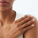 14k 7 Stone Basket Setting Diamond and Sapphire Wedding Ring Ferkos Fine Jewelry