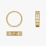 14k Diamond Statement Ring with Beaded Band Ferkos Fine Jewelry