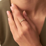 14k Unique Ribbed Three Stone Diamond Ring Ferkos Fine Jewelry