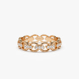 14k Gold Full Eternity Diamond Link Ring 14K Rose Gold Ferkos Fine Jewelry