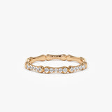 14k Pave Diamond Bamboo Ring 14K Rose Gold Ferkos Fine Jewelry