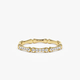 14k Pave Diamond Bamboo Ring 14K Gold Ferkos Fine Jewelry