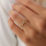 14k Unique Diamond Statement Ring w/ Double Rope Band Ferkos Fine Jewelry