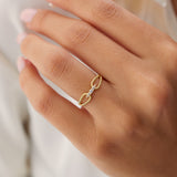 14k Unique Diamond Statement Ring w/ Double Rope Band Ferkos Fine Jewelry