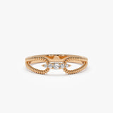 14k Unique Diamond Statement Ring w/ Double Rope Band 14K Rose Gold Ferkos Fine Jewelry