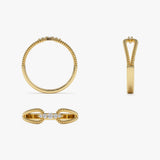 14k Unique Diamond Statement Ring w/ Double Rope Band Ferkos Fine Jewelry