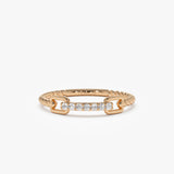14k Braided Stackable Pave Diamond Ring 14K Rose Gold Ferkos Fine Jewelry