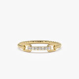 14k Braided Stackable Pave Diamond Ring 14K Gold Ferkos Fine Jewelry