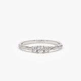 14k Gold Three Stone Dainty Diamond Twisted Ring Ferkos Fine Jewelry