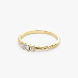 14k Gold Three Stone Dainty Diamond Twisted Ring Ferkos Fine Jewelry