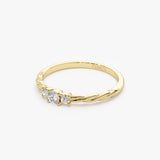 14k Gold Three Stone Dainty Diamond Twisted Ring Ferkos Fine Jewelry