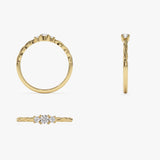 14k Gold Three Stone Dainty Diamond Twisted Ring Ferkos Fine Jewelry