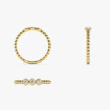 14k Beaded Three Stone Diamond Ring Ferkos Fine Jewelry