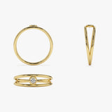 14k Double Band Bezel Setting Diamond Solitaire Ring Ferkos Fine Jewelry