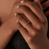 14K Minimalist Beaded Baguette Diamond Ring Ferkos Fine Jewelry