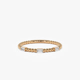 14K Minimalist Beaded Baguette Diamond Ring 14K Rose Gold Ferkos Fine Jewelry