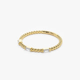 14K Minimalist Beaded Baguette Diamond Ring Ferkos Fine Jewelry