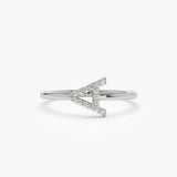 14k Sideways Diamond Letter Personalized Ring 14K White Gold Ferkos Fine Jewelry