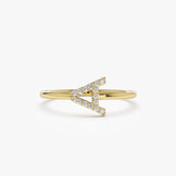 14k Sideways Diamond Letter Personalized Ring 14K Gold Ferkos Fine Jewelry