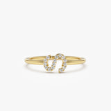 14k Sideways Diamond Letter Personalized Ring Ferkos Fine Jewelry