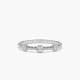 14k Bead Band Ring with Three Bezel Setting Diamonds Ferkos Fine Jewelry