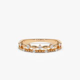 14k Stacked Double Band Diamond Ring 14K Rose Gold Ferkos Fine Jewelry