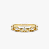 14k Stacked Double Band Diamond Ring 14K Gold Ferkos Fine Jewelry
