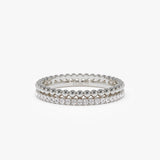 14K Stacked Beaded Ring with Diamond Ring Ferkos Fine Jewelry