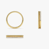 14K Stacked Beaded Ring with Diamond Ring Ferkos Fine Jewelry