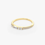 14k Baguette and Round Diamond Dainty Stackable Ring Ferkos Fine Jewelry