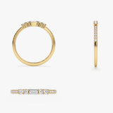 14k Baguette and Round Diamond Dainty Stackable Ring Ferkos Fine Jewelry