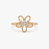 14k Diamond Flower Ring 14K Rose Gold Ferkos Fine Jewelry