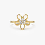 14k Diamond Flower Ring 14K Gold Ferkos Fine Jewelry