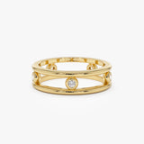 14k Natural Diamond Bezel Setting Double Band Ring 14K Gold Ferkos Fine Jewelry