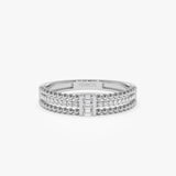 14k Beaded Baguette and Round Diamond Ring Ferkos Fine Jewelry